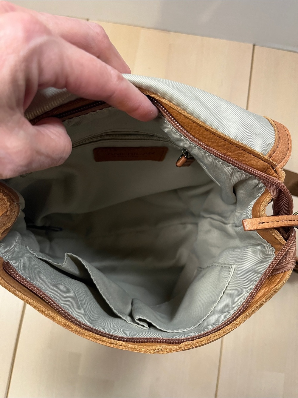 American Leather Co. Tan Light Brown Backpack Book Bag Purse - Picture 12 of 16